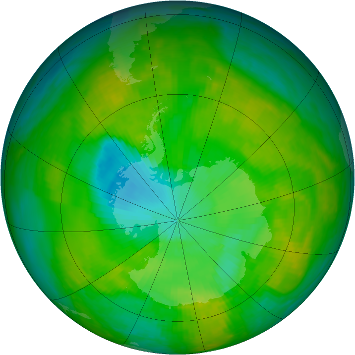 Antarctic ozone map for 08 December 1984